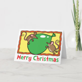 Cartes Pour Fêtes Annuelles Souris de Noël avec le ballon