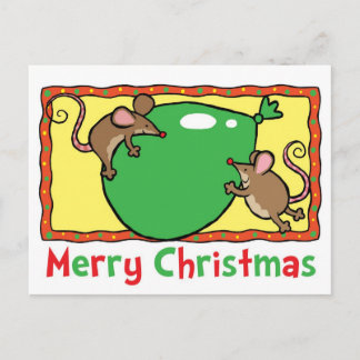 Cartes Pour Fêtes Annuelles Souris de Noël avec un ballon