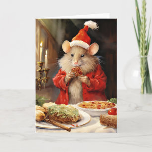 Cartes Pour Fêtes Annuelles Souris de Noël de l'Aquarelle mignonne