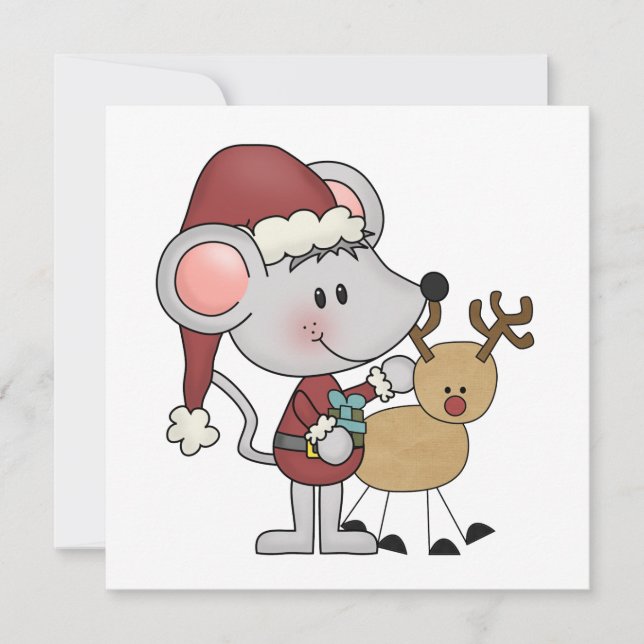 Cartes Pour Fêtes Annuelles Souris de Noël et (Devant)