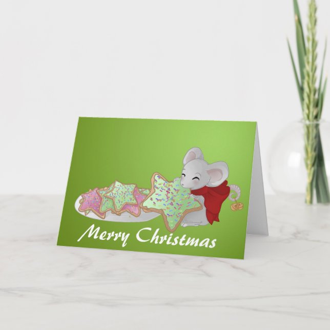 Cartes Pour Fêtes Annuelles Souris de Noël le voleur de cookies (Devant)