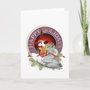 Cartes Pour Fêtes Annuelles Souris de Noël sur les ailes d'une colombe