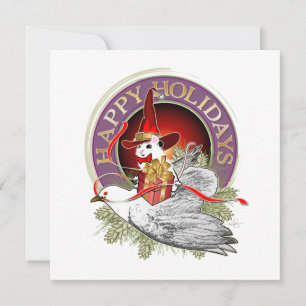 Cartes Pour Fêtes Annuelles Souris de Noël sur les ailes d'une colombe