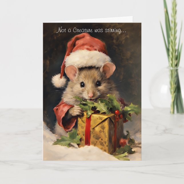 Cartes Pour Fêtes Annuelles Souris de Noël sympa avec script (Devant)