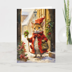 Cartes Pour Fêtes Annuelles Souris de Noël Whimsical avec script