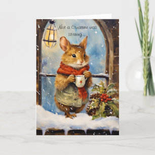 Cartes Pour Fêtes Annuelles Souris de Noël Whimsical avec script