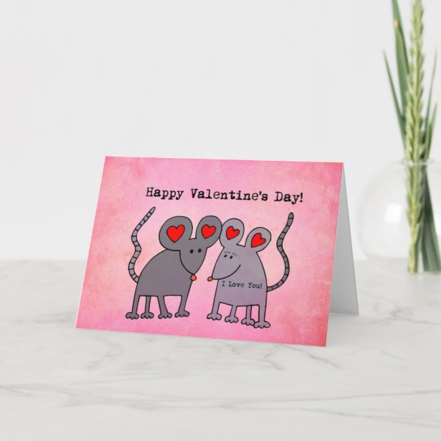 Cartes Pour Fêtes Annuelles Souris de Valentine (Devant)
