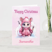 Souris d'hiver rose Noël