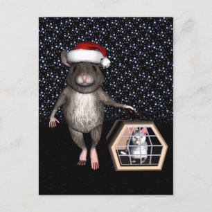 Cartes Pour Fêtes Annuelles Souris drôle du Père Noël