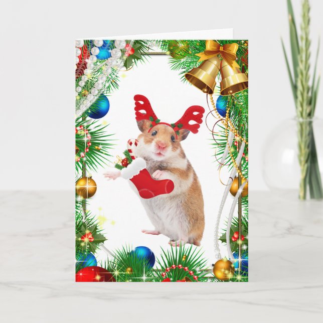 Cartes Pour Fêtes Annuelles Souris/Hamster Noël (Devant)