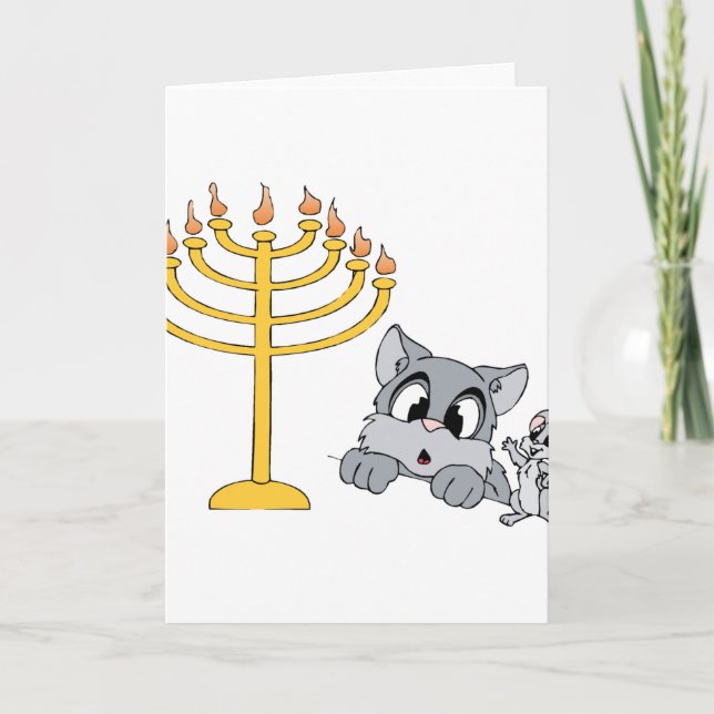 Cartes Pour Fêtes Annuelles Souris Menorah de chat (Devant)