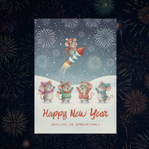 Souris Mignonnes Nouvel An Feux d'Artifice