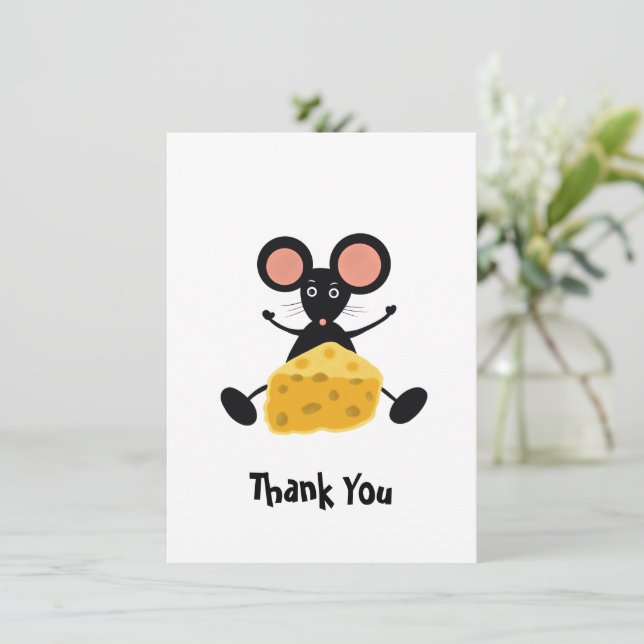Cartes Pour Fêtes Annuelles Souris noire avec fromage (Debout devant)