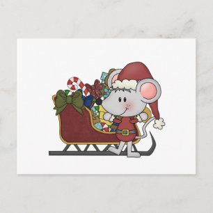Cartes Pour Fêtes Annuelles Souris père Noël Avec Motoneige