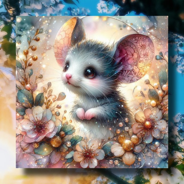Cartes Pour Fêtes Annuelles Souris printanière Floral Pâques (Créateur téléchargé)