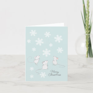Cartes Pour Fêtes Annuelles Souris Snowflake Turquoise Bleu Joyeux Noël mignon