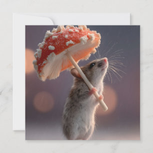 Cartes Pour Fêtes Annuelles Souris Whimsical utilisant un champignon comme par