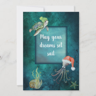 Cartes Pour Fêtes Annuelles Sous l'aquarelle de mer Festive Meilleurs voeux