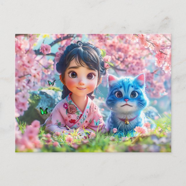 Cartes Pour Fêtes Annuelles Sous l'arbre Sakura avec mon Ca (Devant)