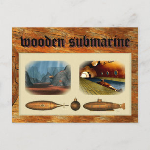 Cartes Pour Fêtes Annuelles sous-marin en bois