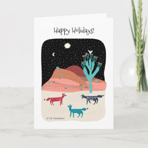 Cartes Pour Fêtes Annuelles Sous un croissant de lune + étoile lumineuse,