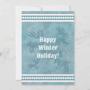 Cartes Pour Fêtes Annuelles Southwest Winter Deer Blue Flat Holiday Salutation