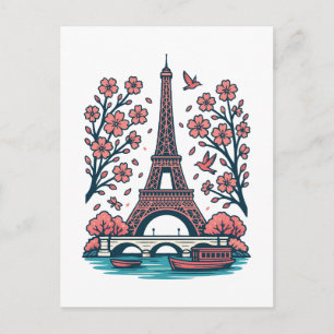 Cartes Pour Fêtes Annuelles Souvenir parisien Tour Eiffel Paris Cherry Tree