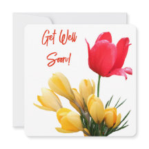 Soyez bien bientôt joli crocus jaune rouge tulip f