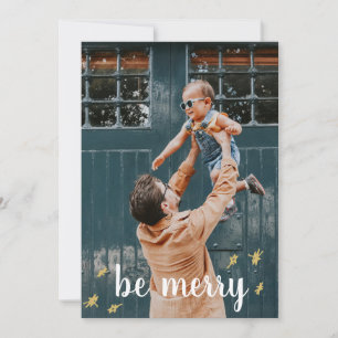 Cartes Pour Fêtes Annuelles Soyez Joyeux Deux Photo Gold Stars Famille