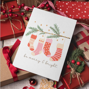 Cartes Pour Fêtes Annuelles Soyez Joyeux et brillants Noël rouge et blanc