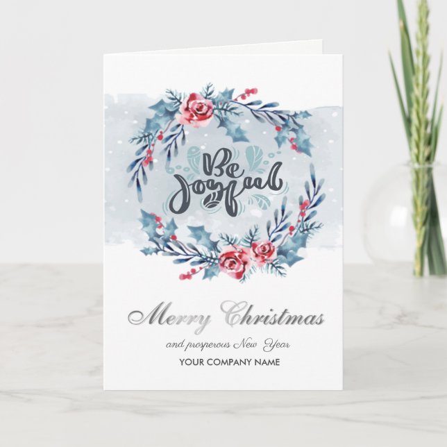 Cartes Pour Fêtes Annuelles Soyez Joyeux, Fleurs de couronne Joyeux Noël (Devant)