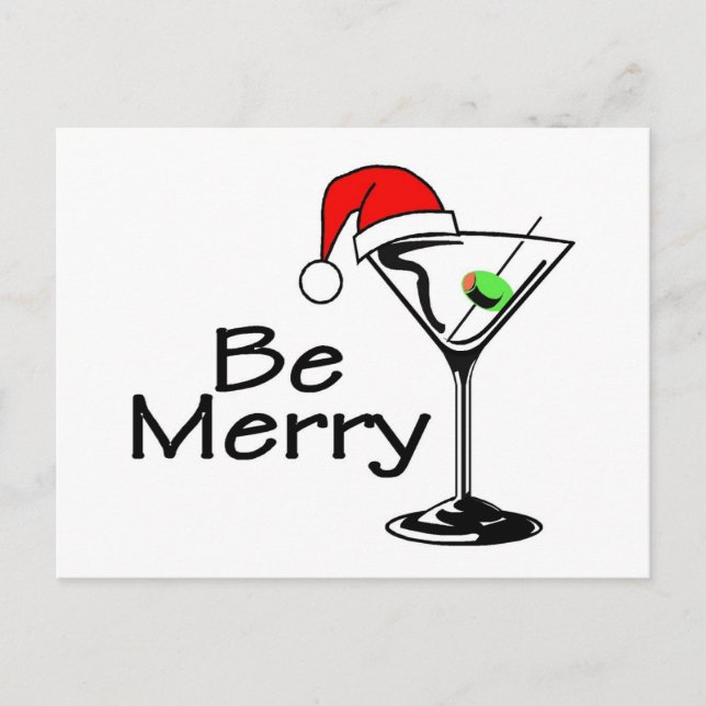 Cartes Pour Fêtes Annuelles Soyez Joyeux Martini Noël (Devant)