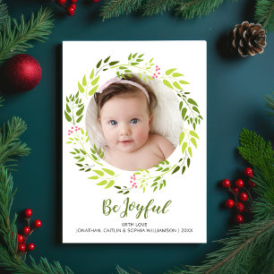 Cartes Pour Fêtes Annuelles Soyez Joyeux Noël Botanique Wreath Holiday Photo