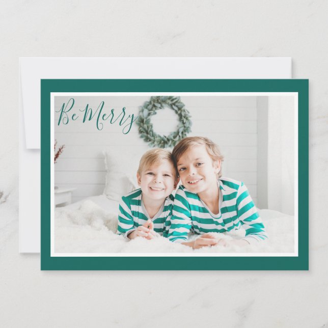 Cartes Pour Fêtes Annuelles Soyez Joyeux Noël Vert Moderne Chic (Devant)