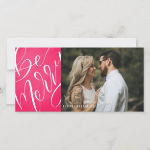 Cartes Pour Fêtes Annuelles Soyez Joyeux rose clair photo de Noël moderne