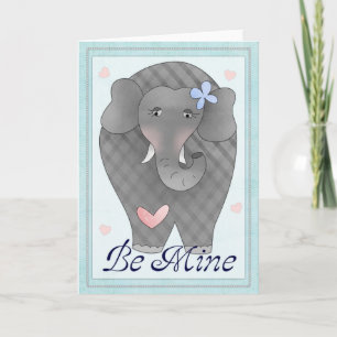 Cartes Pour Fêtes Annuelles Soyez le mien Elephant Valentine's Day Card d1