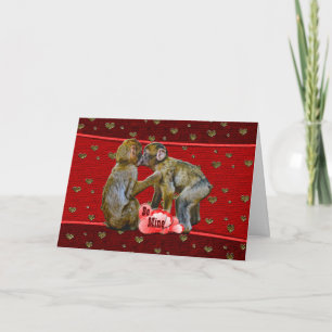 Cartes Pour Fêtes Annuelles Soyez les chimpanzés qui embrassent la mienne