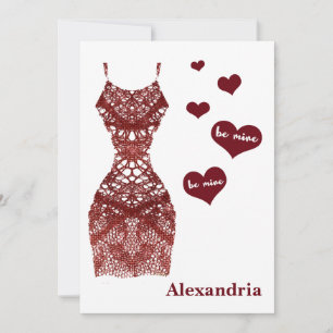 Cartes Pour Fêtes Annuelles Soyez miennes Drôle Valentines Bourgogne Dentelle 