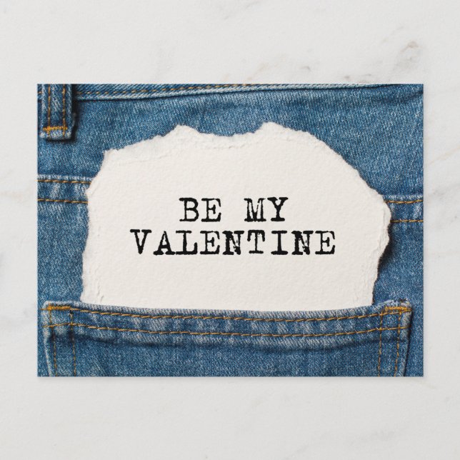 Cartes Pour Fêtes Annuelles Soyez Mon Jeans Valentine Modern Blue Denim (Devant)