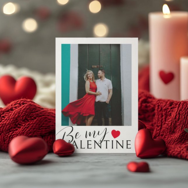 Cartes Pour Fêtes Annuelles Soyez Mon Saint Valentin Noir, Blanc, Coeur Rouge  (Créateur téléchargé)