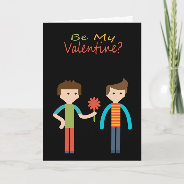 Cartes Pour Fêtes Annuelles Soyez Mon Thème Gay Valentine (Devant)