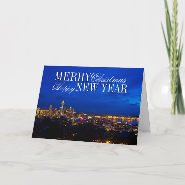 Cartes Pour Fêtes Annuelles Space Needle Christmas Tree, Seattle Skyline (Devant)