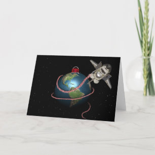 Cartes Pour Fêtes Annuelles Space Shuttle STS Santa Christmas