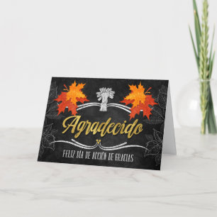 Cartes Pour Fêtes Annuelles Spanish Thanksgiving Grateful Blessings Chalkboard