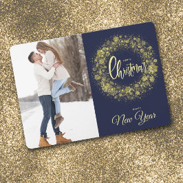 Cartes Pour Fêtes Annuelles Sparkake Gold Snowflake Deux Photo Bleu