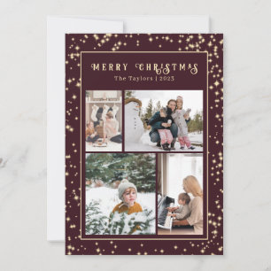 Cartes Pour Fêtes Annuelles Sparkle de Noël Bourgogne Classique Multi Photo