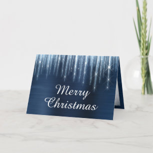 Cartes Pour Fêtes Annuelles Sparkly Icicles Navy Blue Foil Photo famille