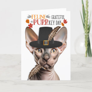 Cartes Pour Fêtes Annuelles Sphynx Hairless Chat Grateful pour PURRkey Day