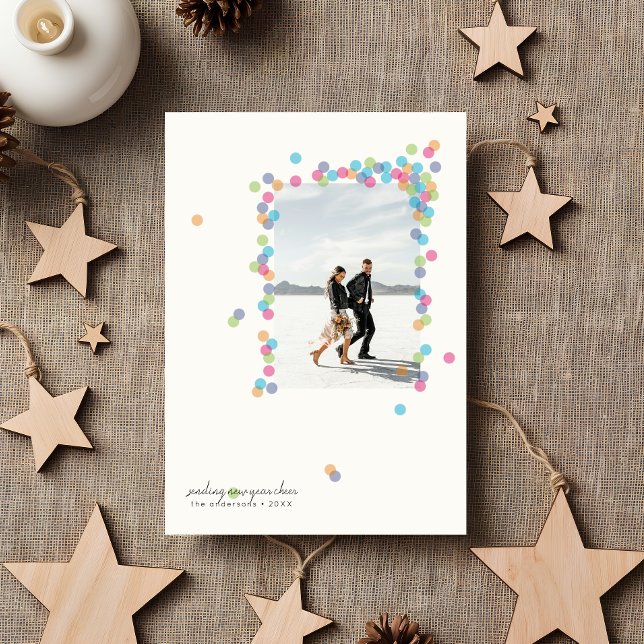 Cartes Pour Fêtes Annuelles Spilled Confetti- New Year's Flat Photo Card (modern new year's photo card designed by clearlytangled studio.)