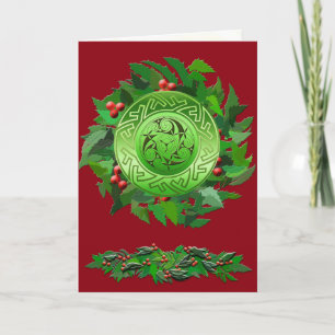 Cartes Pour Fêtes Annuelles Spirale de Yule celtique avec Holly
